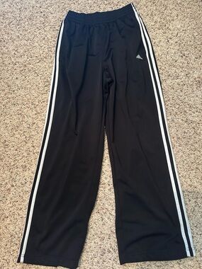 Adidas Men’s Black Track Pants with White Side Stripes